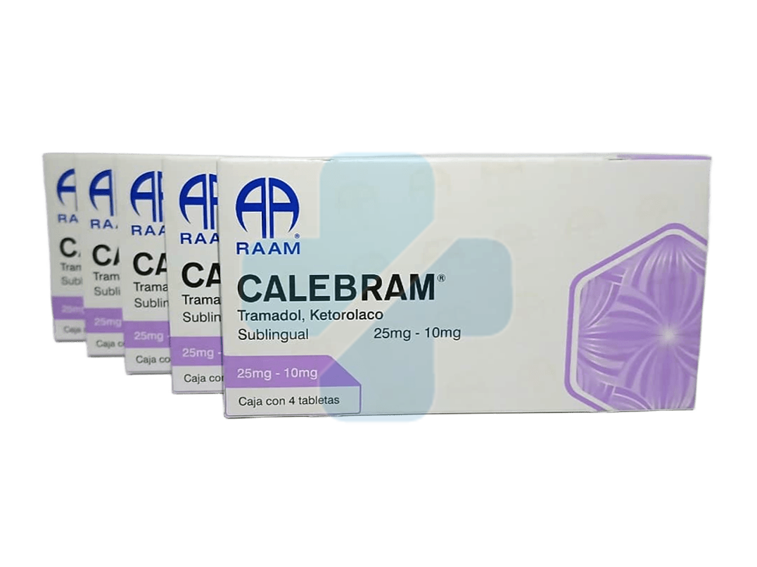 Calebram Tramadol/ketorolaco 25/10mg 4 Tabs Pack 5 Piezas