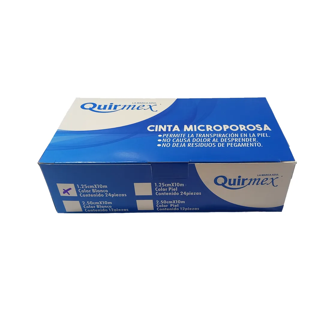 CINTA MICROPOROSA BLANCA 1.25 CM X 10 M (24 PIEZAS)