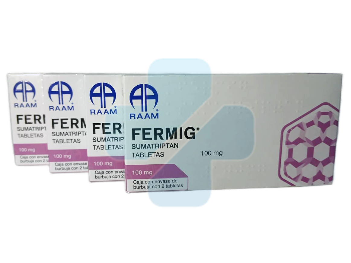 Fermig Sumatriptan C/2 Tabs. 100 Mg. Pack 4 Piezas