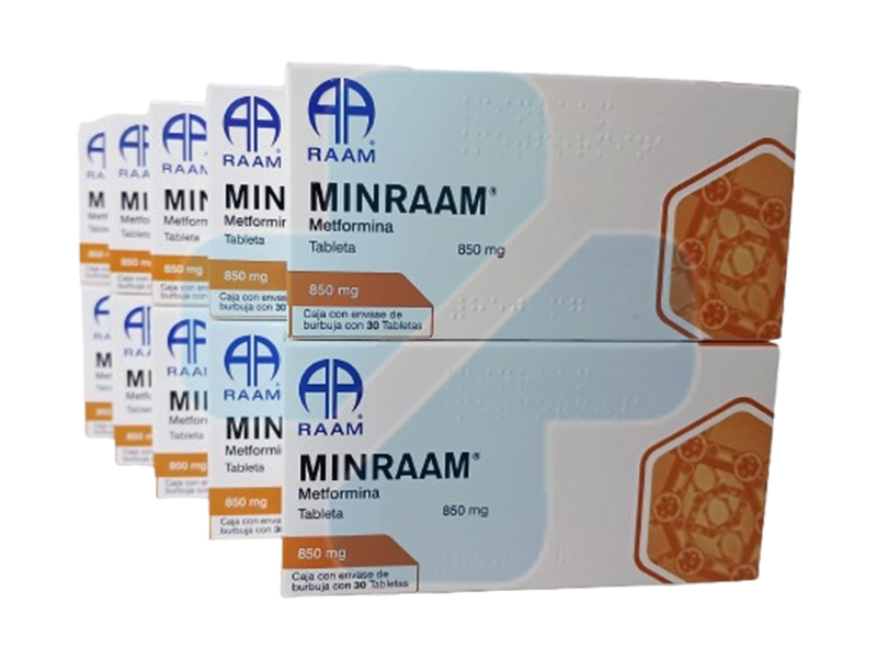Metformina 850mg 30 Tabletas Minraam Pack 10 Piezas