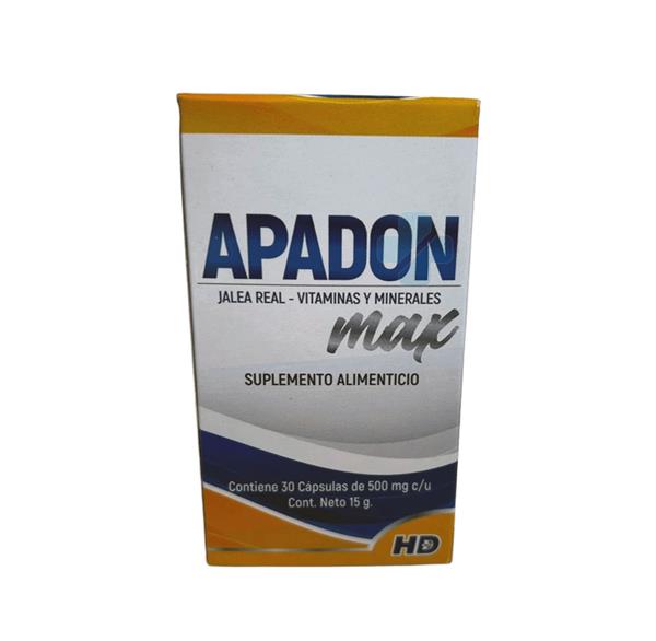 MULTIVITAMÍNICO JALEA REAL, VITAMINAS Y MINERALES C/30 CAPS APADON MAX
