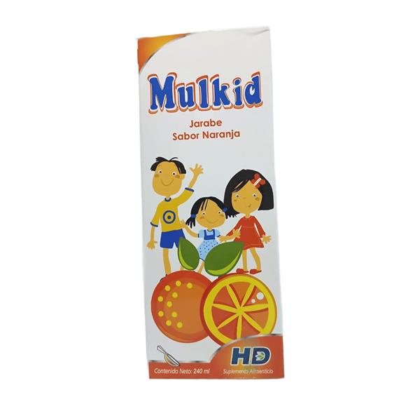 VITAMINAS A, B, C Y D JARABE PARA NIÑOS SABOR NARANJA C/240 ML MULKID