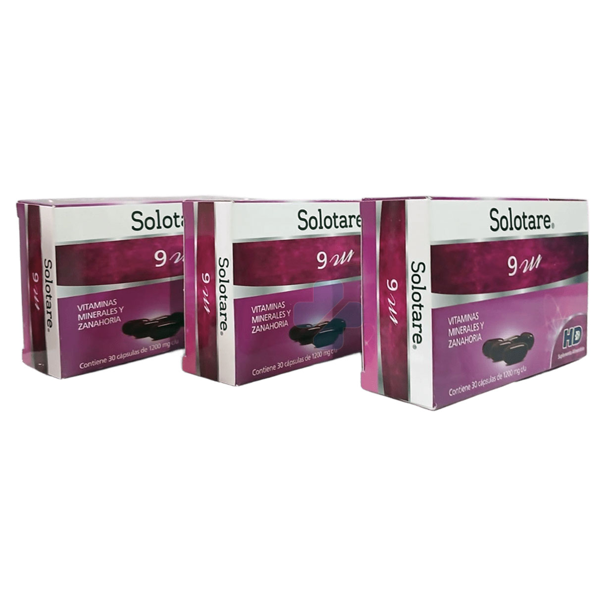 VITAMINAS(A,B,C,D), MINERALES (CALCIO, ZINC, MAGNESIO) Y ZANAHORIA C/30 CAPS SOLOTARE 9M PACK 3
