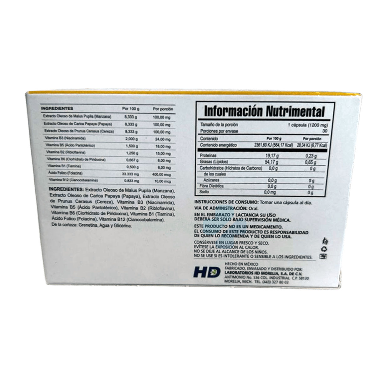 COMPLEJO B CON EXTRACTO DE PAPAYA, MANZANA Y CEREZA, ÁCIDO FÓLICO C/30 CAPS SOLOTARE COMPLEJO B