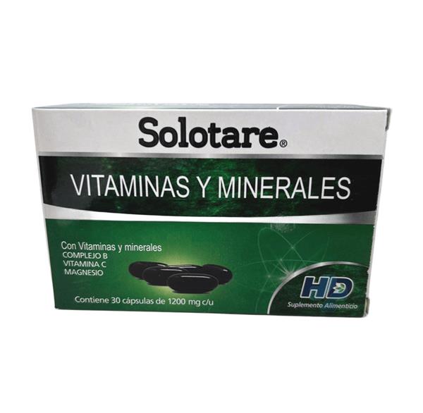 VITAMINAS Y MINERALES, COMPLEJO B, VITAMINA C, MAGNESIO C/30 CAPS SOLOTARE VITAMINAS Y MINERALES