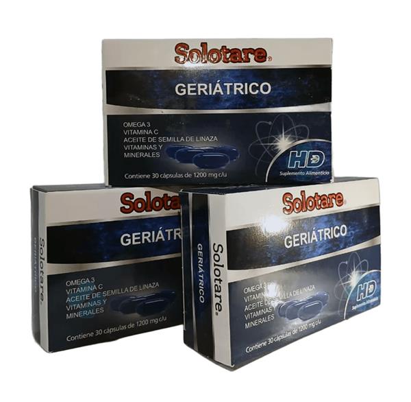 OMEGA 3, VITAMINA C, ACEITE DE SEMILLA DE LINAZA, VITAMINAS Y MINERALES C/30 CAPS SOLOTARE GERIÁTRICO