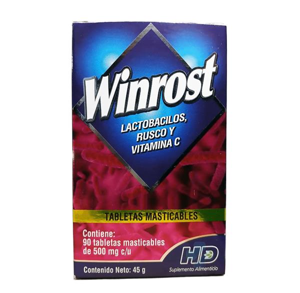 LACTOBACILOS, RUSCO Y VITAMINA C, C/90 TABLETAS MASTICABLES WINROST