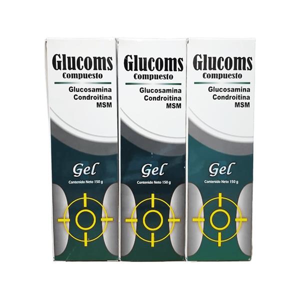 GLUCOSAMINA, CONDROITINA, MSM C/150 GR GEL GLUCOMS PACK 3