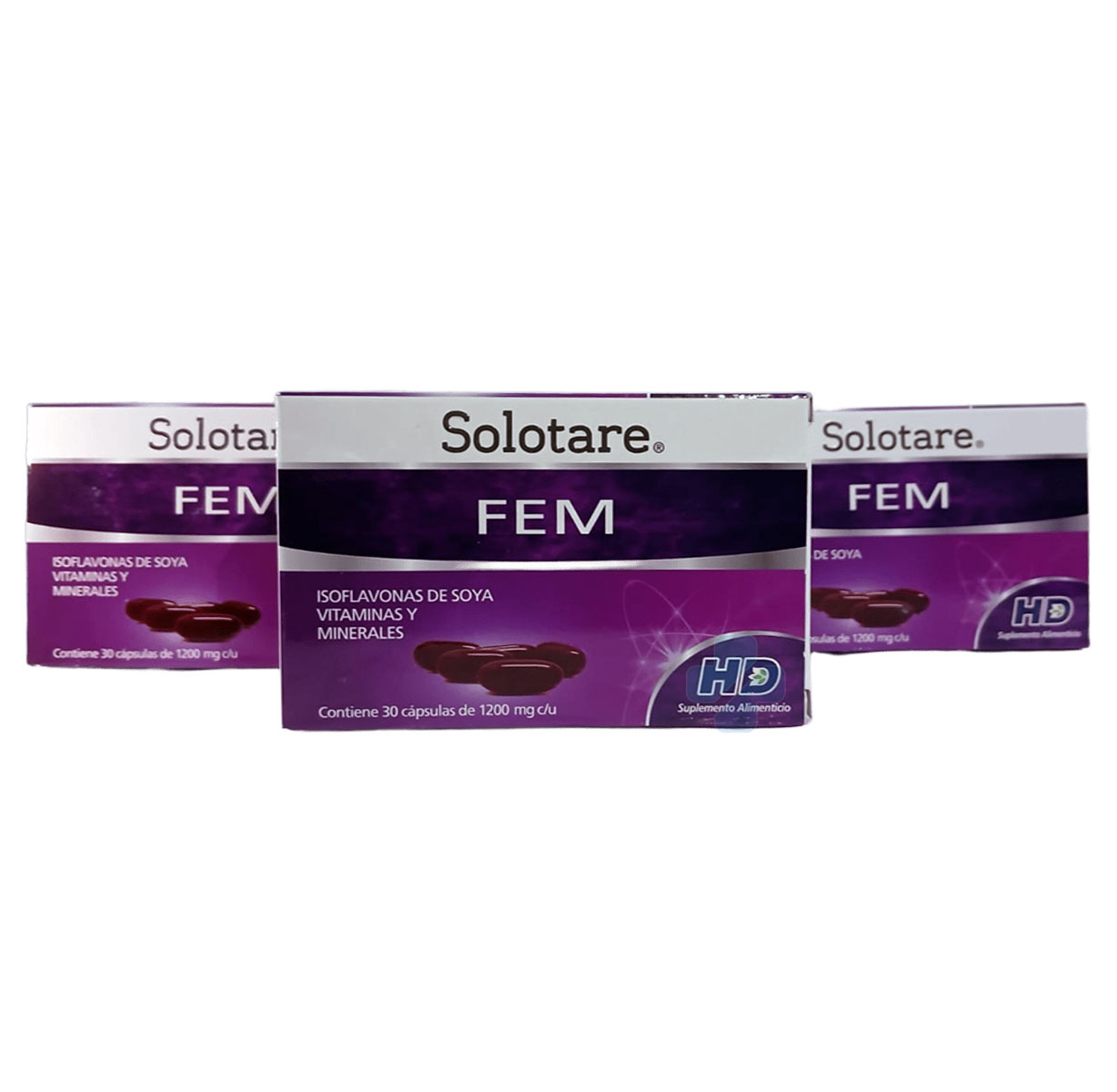 ISOFLAVONAS DE SOYA, VITAMINAS Y MINERALES C/30 CAPS SOLOTARE FEM PACK 3
