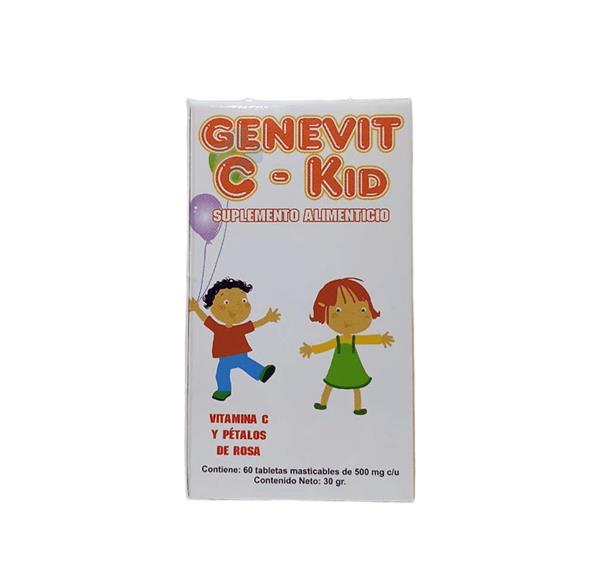 VITAMINA C Y PÉTALOS DE ROSA KIDS C/60 TABS MASTICABLES GENEVIT C-KID