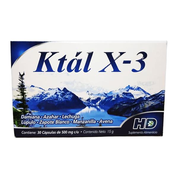 DAMIANA, AZAHAR, LECHUGA, LÚPULO, ZAPOTE BLANCO DÍA/TARDE C/30 CAPS KTAL X-3