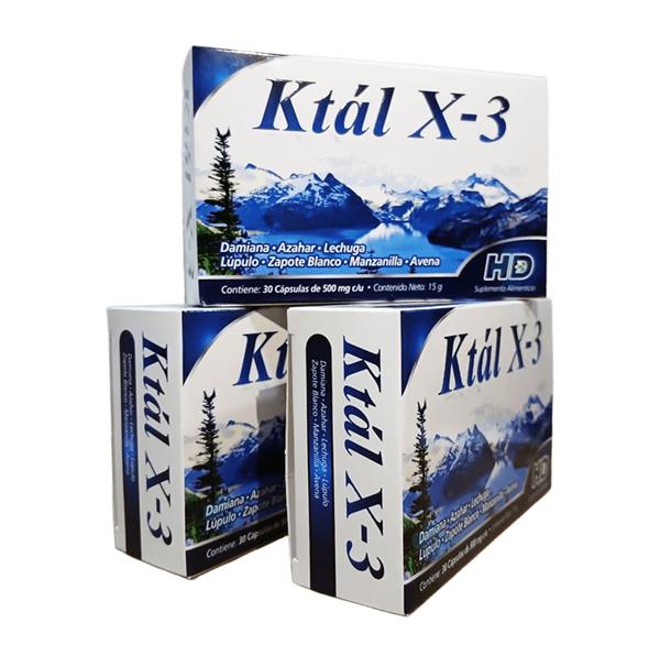 DAMIANA, AZAHAR, LECHUGA, LÚPULO, ZAPOTE BLANCO DÍA/TARDE C/30 CAPS KTAL X-3 PACK 3
