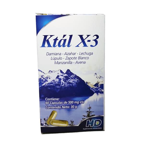 DAMIANA, AZAHAR, LECHUGA, LÚPULO, ZAPOTE BLANCO DÍA/TARDE C/60 CAPS KTAL X-3