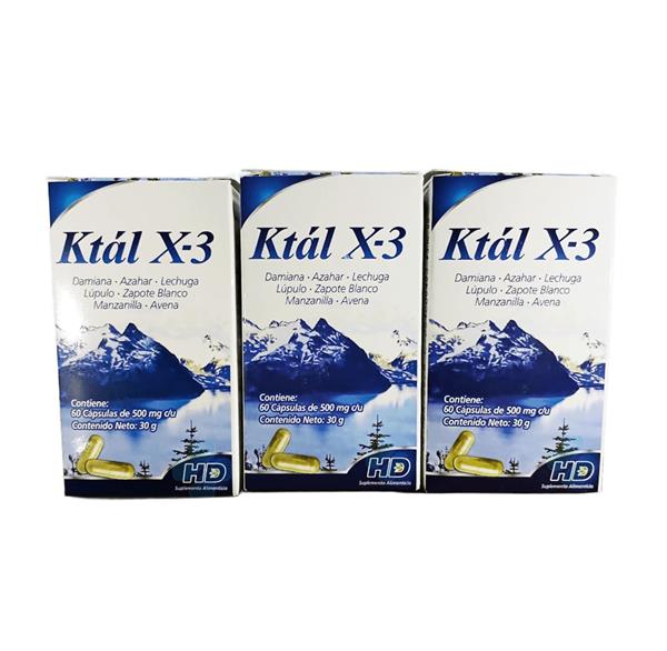 DAMIANA, AZAHAR, LECHUGA, LÚPULO, ZAPOTE BLANCO DÍA/TARDE C/60 CAPS KTAL X-3 3 PACK