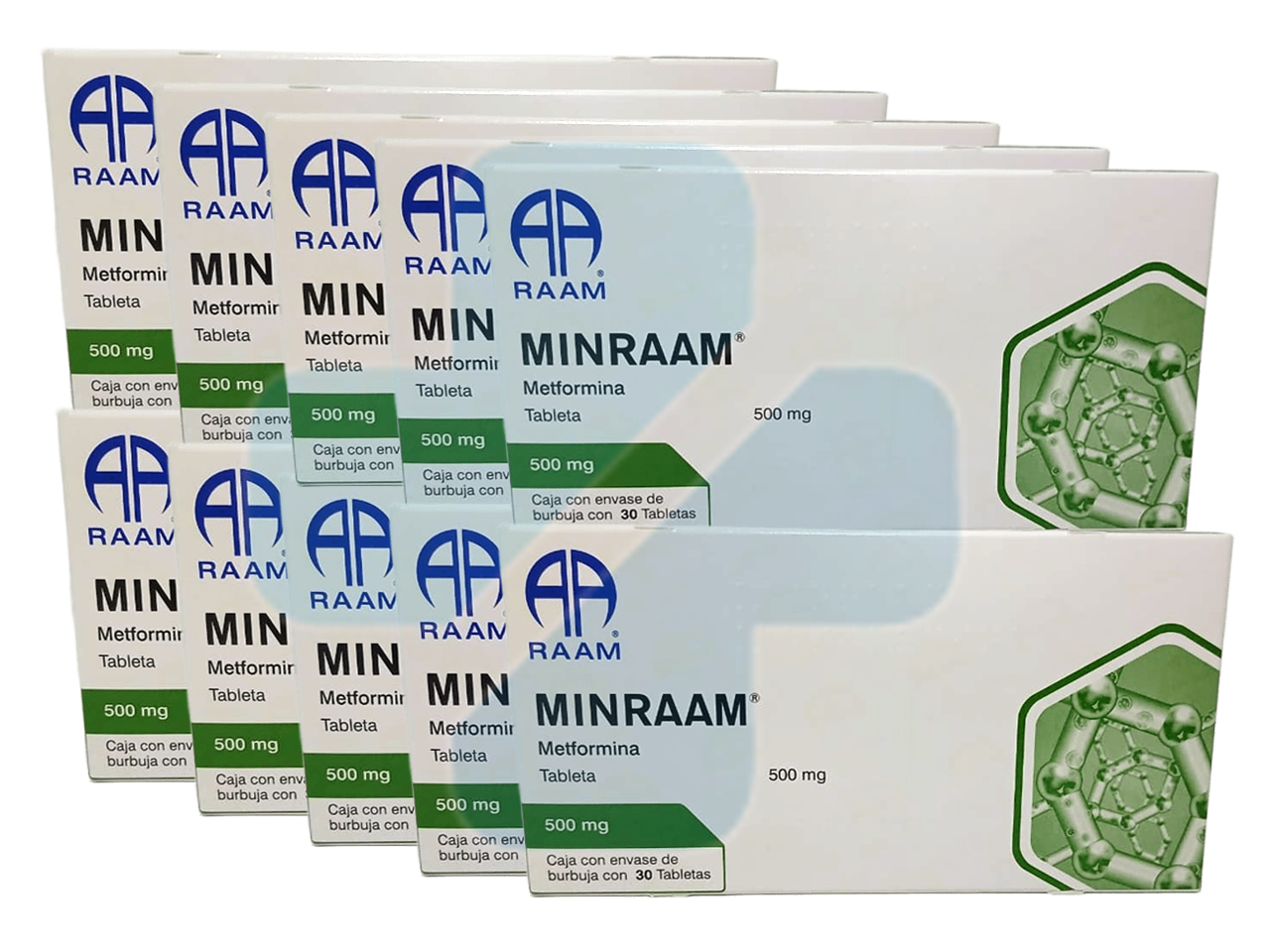 Metformina 500mg 30 Tabs Minraam Pack 10 Piezas