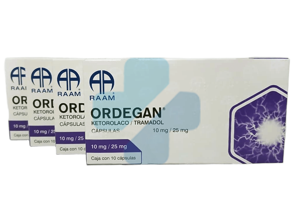 Ketorolaco/tramadol 10/25mg Ordegan 10 Cápsulas Pack 4 Pzs