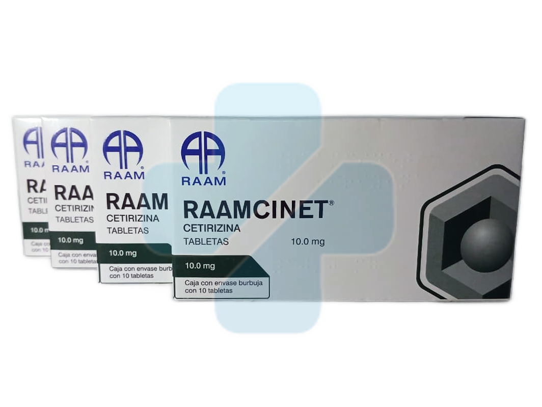 Cetirizina Raamcinet Tableta 10 Mg, 10 Tabs Pack 4 Piezas