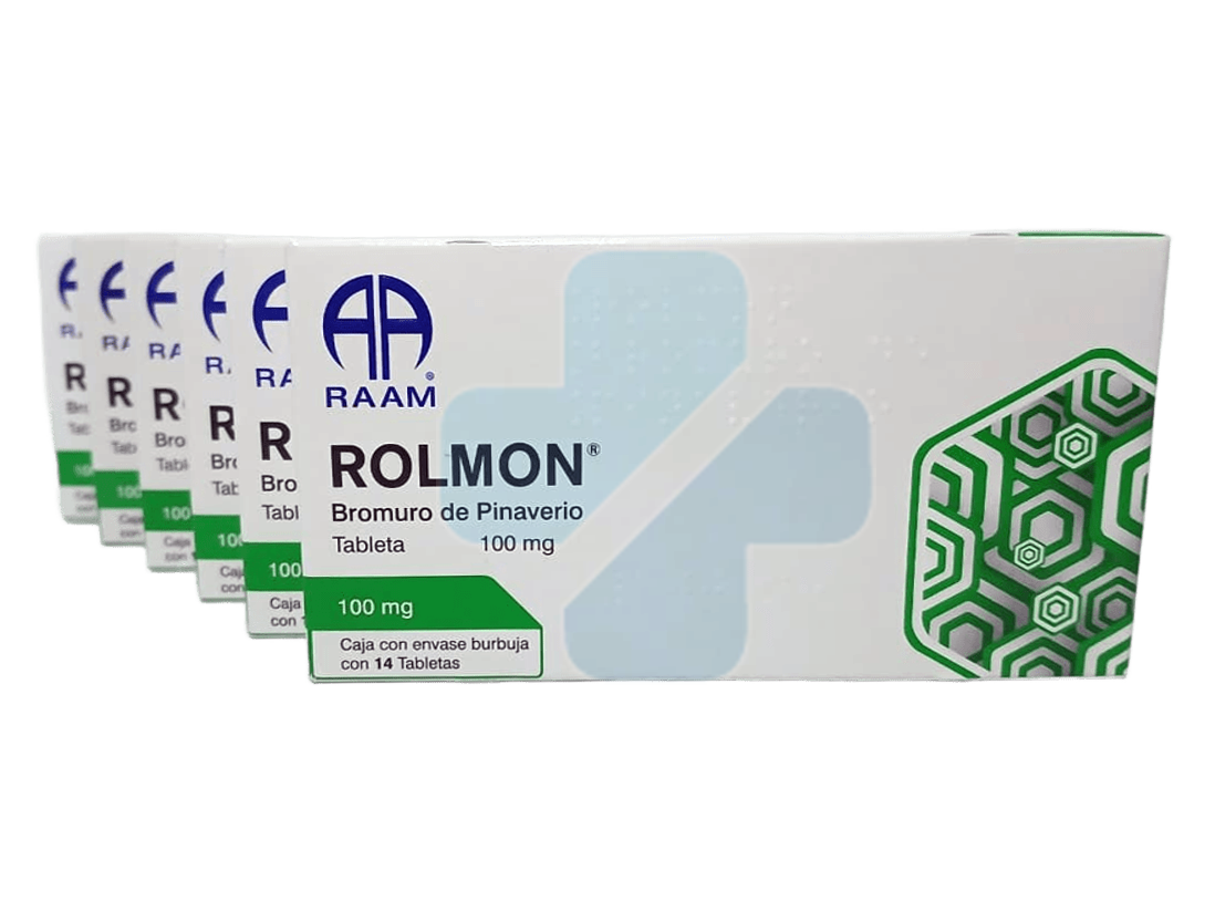 Bromuro De Pinaverio 100mg Rolmon 14 Tabs Pack 6 Piezas
