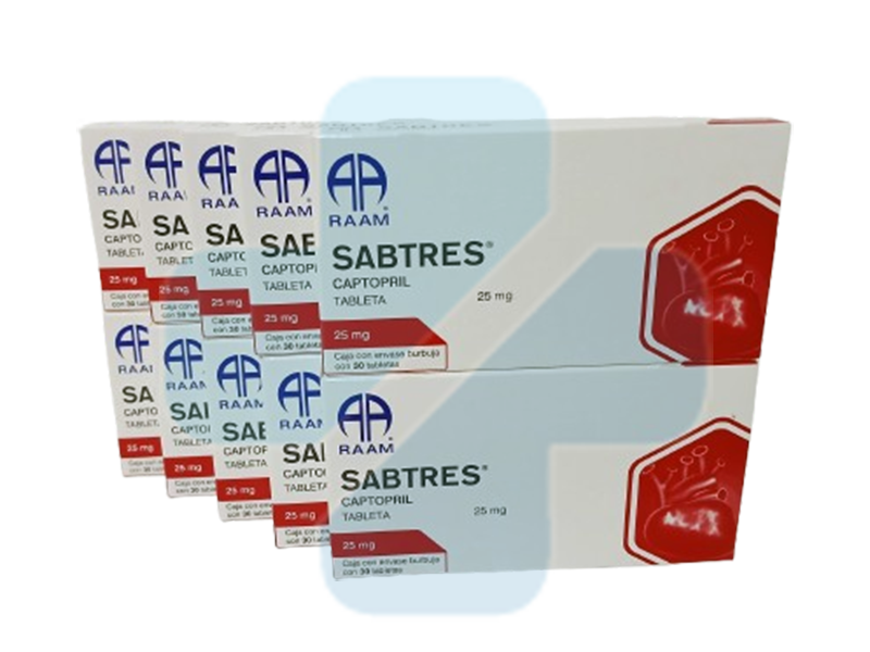 Captopril 25mg C/30 Tabletas Sabtres Pack De 10 Piezas