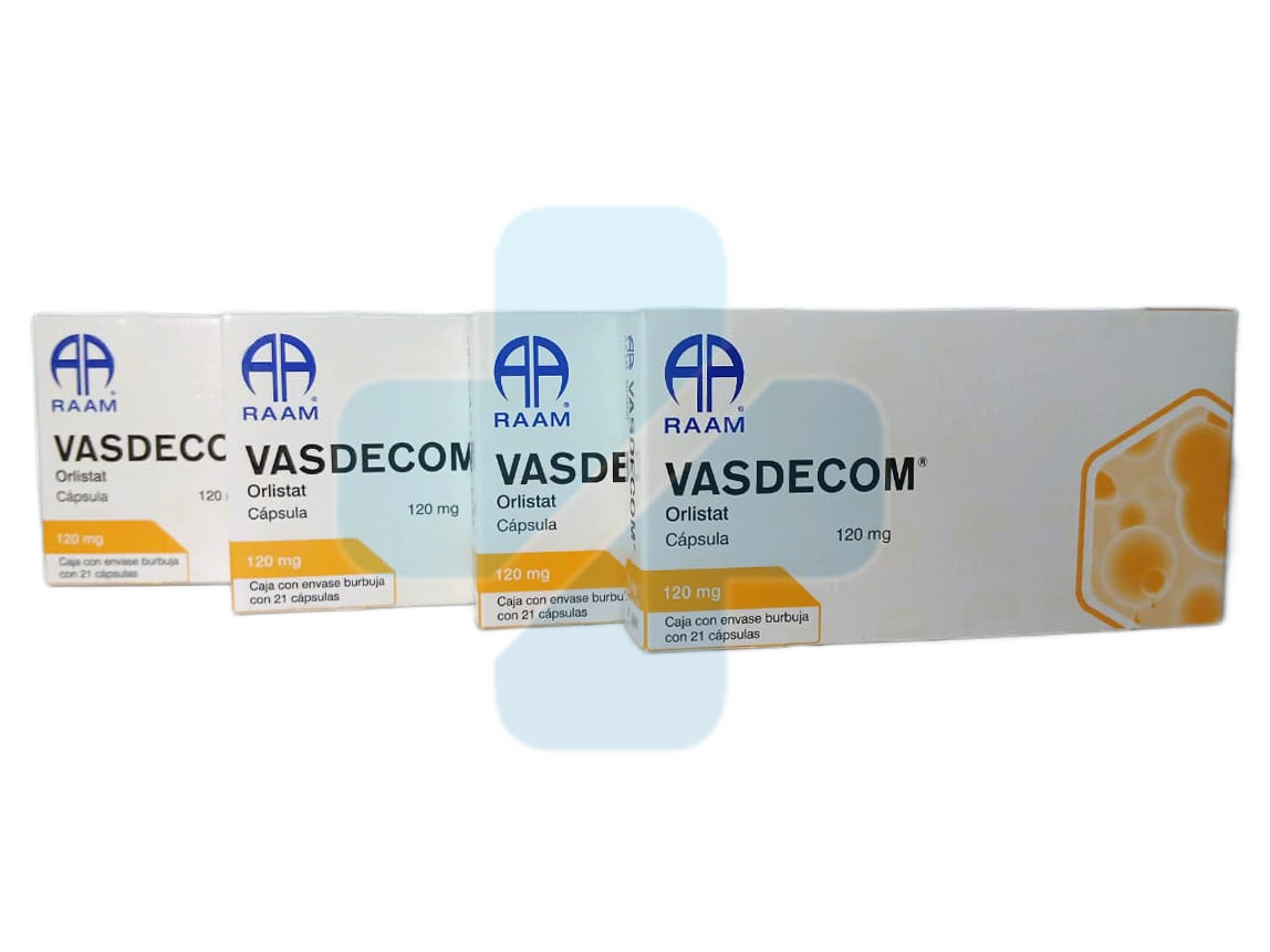 Orlistat Vasdecom 120mg C/21 Capsulas Pack De 4pzs