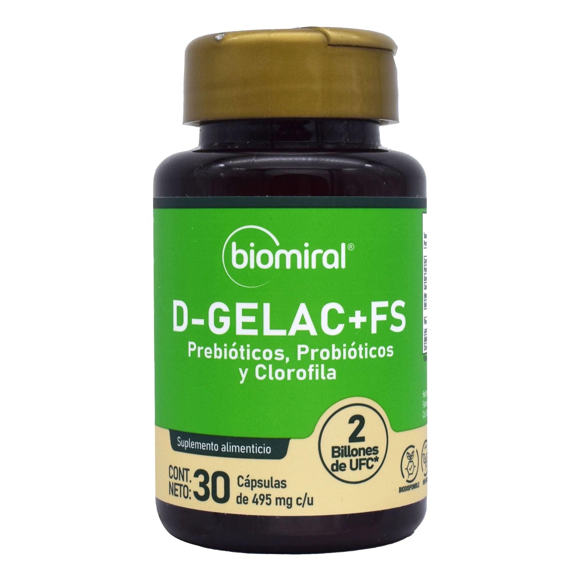 Prebioticos Y Clorofila, D-gelac + Fs Frasco Con 30 Capsulas